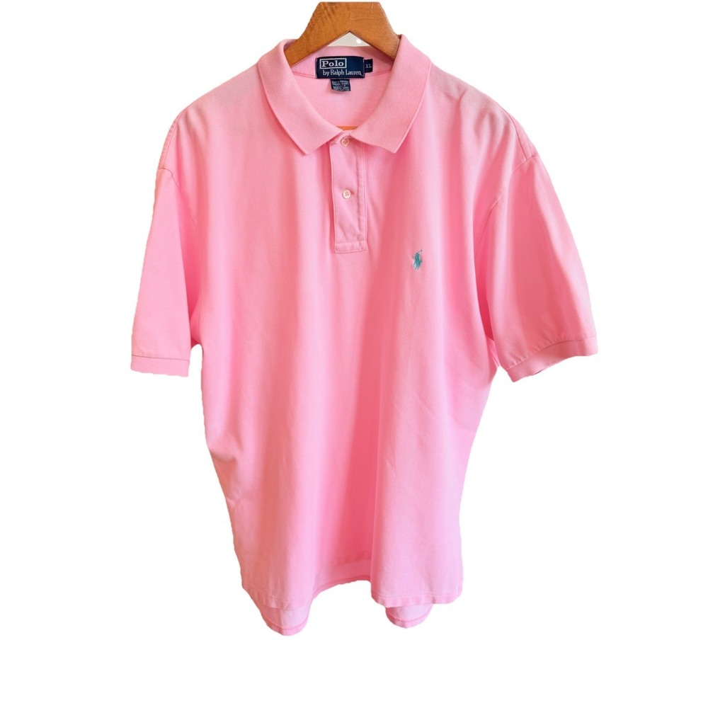 Polo Ralph Lauren Polo Shirt Mens XL Pink Solid 100% Cotton Top Classic Preppy